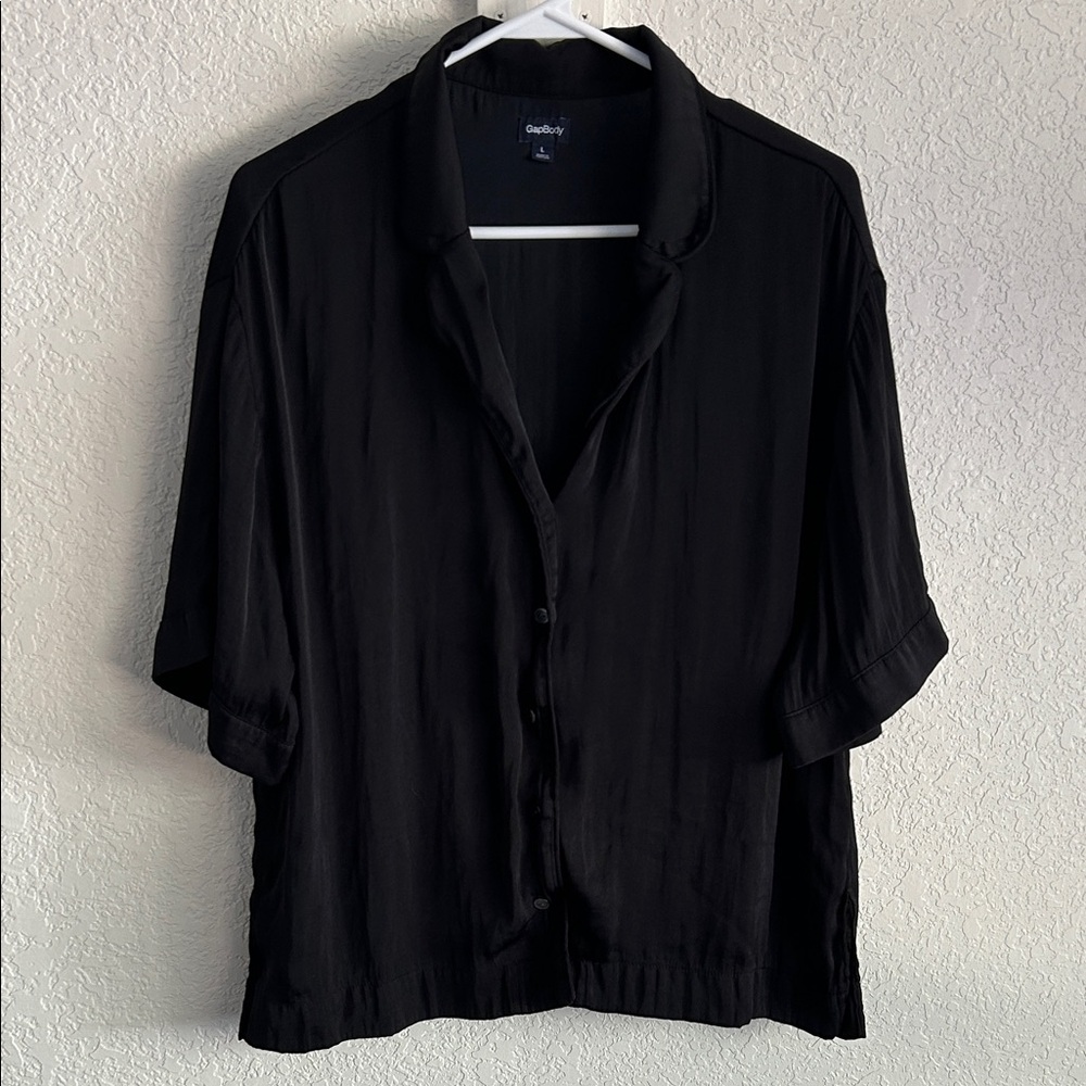 GAP Black Button-Down Pajama Top